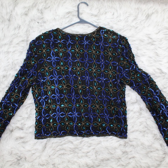 SOLD VTG Stenay Silk Sequin Beaded Evening Jacket - Picture 5 of 8
